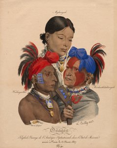 Osageindianer: Mohongo, Washingsabba (eller Black Bird) och Big Soldier av Louis Leopold Boilly