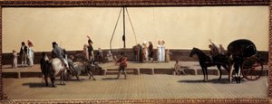 Passage du Pont Royal a Paris-målning av Louis Leopold Boilly (1761-1845) 1800 sön. 0,25x0,69 m Paris, Musee Carnavalet. av Louis Leopold Boilly
