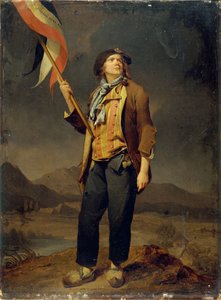 Porträtt av sångaren Simon Chenard (1758-1832) i sansculottdräkt, fanbärare vid festen till Savojens frihets ära den 14 oktober 1792 av Louis Leopold Boilly