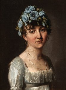 Porträtt av baronessan Mesgrigny, född Berthelot de Rambuteau (Porträtt av en ung kvinna med blå blommor) av Louis Leopold Boilly