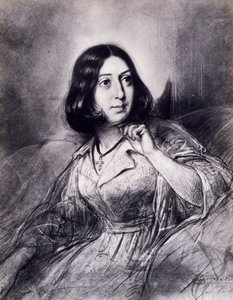 Porträtt av George Sand, pseudonym för Amantine-Lucile-Aurore Dupin (Paris av Louis Leopold Boilly