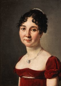 Porträtt av en kvinna i en röd sammetsklänning av Louis Leopold Boilly