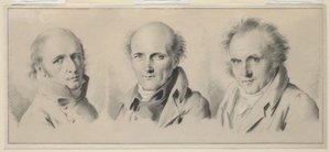 Porträtt av Charles Percier, Pierre-Francois Leotard Fontaine och Claude-Louis Bernier, före 1807 av Louis Leopold Boilly