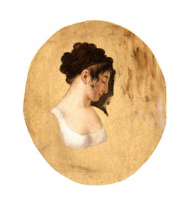 Profil av en ung kvinnas huvud, ca 1794 (olja på papper på duk) av Louis Leopold Boilly