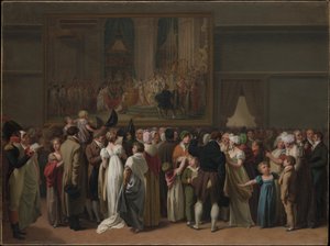 Den offentliga visningen av Davids "Kröningen" på Louvren av Louis Leopold Boilly