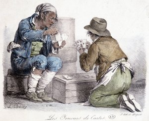 Kortspelarna, gravyr av L. Boilly, cirka 1820. av Louis Leopold Boilly