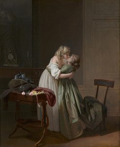 Två unga kvinnor kysser Två unga kvinnor kysser, ca 1790-1794.