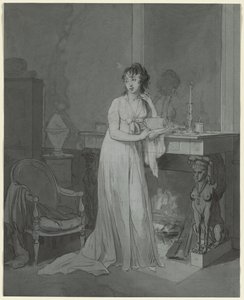 Kvinna framför en öppen spis av Louis Leopold Boilly
