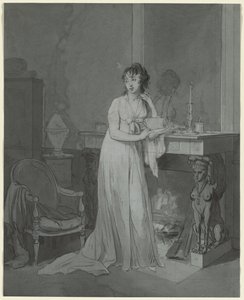 Kvinna framför en öppen spis, ca. 1803. av Louis Leopold Boilly