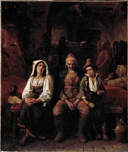 Begravning i det romerska landet Målning av Louis Leopold Robert (1794-1835) - Genes Galleria d