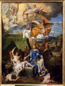 Thaumaturgy: "" Kung Ludvig IX (1214-1270) (Saint Louis) i krig mot ecrouelles"" Målning av Louis Licherie De Beury (1629-1687) Sön. 0,79 x 0,58 m Rouen, Museum of Fine Arts av Louis Licherie de Beurie