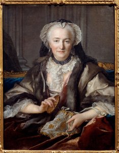 Porträtt av Madame Dange knackar Hon är hustrun till bondgeneralen F. B. Dange du Fay - Målning av Louis Tocque (1696-1772) 1753 Sön. 0,83x0,63 m - Porträtt av Anne Jarry, Madame Dange (1721 gifte hon sig med Francois Balthazar Dange du Fay (1696-1777)