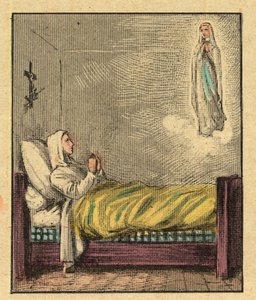 Bernadette Soubirous (1844-1879) - Gravyr från "" Religiös undervisning vid ögonen. Underbart album” av Louis Maitrejean och Georget Ramond - Frankrike 1910