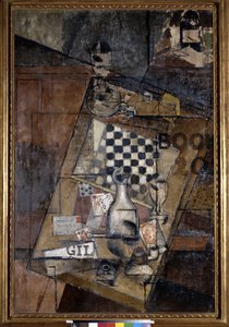 Stilleben med schack. Målning av Louis Markus känd som Louis Marcoussis (1878-1941)