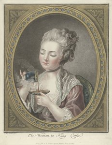 Byst av en ung kvinna som dricker kaffe The Woman ta King Coffee (titel på objekt)