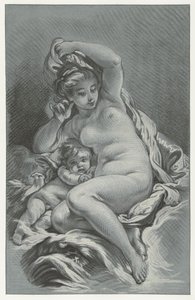 Venus i Cupido Venus och Amor på en delfin av Louis Marin Bonnet