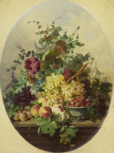 Stilleben med frukt och blommor av Louis Martinet