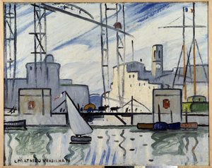 Marseille, färjebron Målning av Louis Mathieu Verdilhan (1875-1928) ca. 1918-1920 Musee Cantini, Marseille