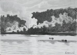 Brand sett från East Lyme, Connecticut, 1900. av Louis Michel Eilshemius