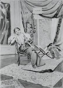Flicka på stol, ca. 1891. av Louis Michel Eilshemius
