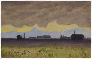 Tåglandskap i Arizona, 1890. av Louis Michel Eilshemius