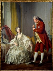 Porträtt av markisen och markisen av Marigny. Abel-Francois Poisson de Vandieres, markis de Marigny, chef för kungens byggnader (1727-1781) och hans hustru Julie Filleul (1751-1822), dotter till Ludvig XV. Målning av Louis Michel Van Loo (1707-1771)