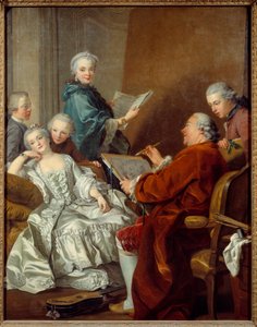 Målaren Carle van Loo och hans familj Målning av Louis Michel van Loo (1707-1771) 1700-tal sön. 2x1,56 m Versailles, musee du chateau