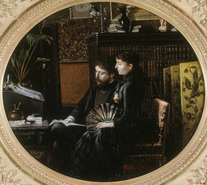 Porträtt av Alphonse Daudet 1840-1897 och hans hustru född Julie Allard, 1883.