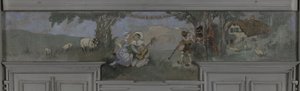 Pierrot et Colombine - Modell för Jean Coquelins matsal, Villa Longchamp, Neuilly, omkring 1900 (olja)