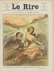 Den galante ställföreträdaren och den ambitiösa bondflickan. Illustration för Le Rire
