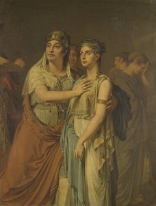 Skådespelerskorna Joanna Cornelia Ziesenis-Wattier (1762-1827) och Geertruida Jacoba Grevelink-Hilverdink (1786-1827) i Iphigenia (1674) av Jean Racine (1639-99)