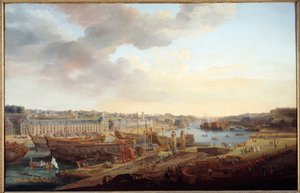 Varv: "" Hamnen i Brest"" Målning av Louis Nicolas van Blarenberghe (1716-1794) 1774 Sön. 1,25x1,93 m Brest, Musee des Beaux Arts