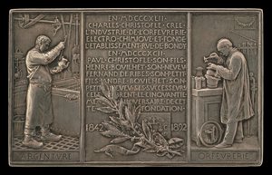 Femtioårsjubileum för Christofle Company, 1842-1892 [omvänd], 1892.