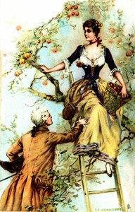 Plockning: Publicitet för kakaon Blooker 1874 (tryck) av Louis Paul Pierre Dumont