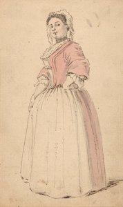 En ung kvinna i en rosa klänning av Louis Philippe Boitard