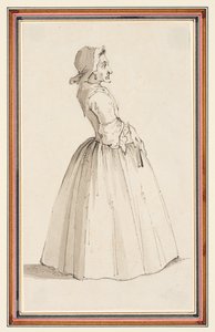 Stående kvinna, vänd åt höger (penna, penna & bläck & akvarell på papper) av Louis Philippe Boitard