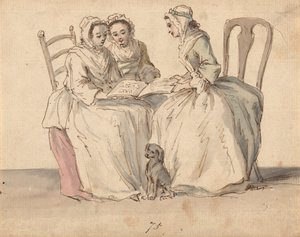 Tre sittande damer av Louis Philippe Boitard