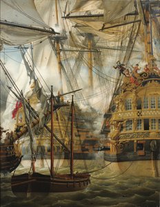 HMS Cumberland slåss mot Le Lys och La Gloire, 1827