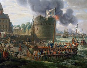 Ludvig XVI besöker Cherbourgs hamn den 23 juni av Louis Philippe Crepin