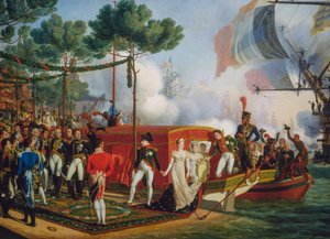Napoleon Bonaparte och Marie Louise landar i Antwerpen av Louis Philippe Crepin