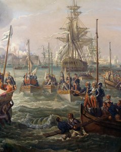 Kunglig flotta följer Ludvig XVI i Cherbourg den 23 juni av Louis Philippe Crepin