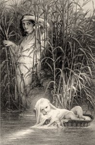 Moses upptäckte på Nilen av Louis Pierre Henriquel Dupont