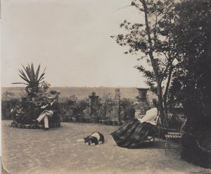 Utan titel (Man och kvinna slappnar av), ca 1854 (saltat papperstryck från ett vått kollodiumnegativ på glas)
