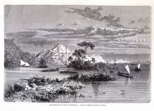 Inre vy av Chantaboun Bay. 1874. Teckning av Sabatier enligt herr Mouhot. “Tour du monde”