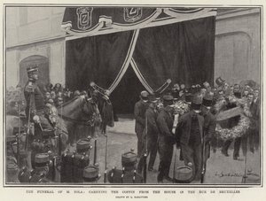 Begravningen av M Zola, bärande kistan från huset i Rue de Bruxelles