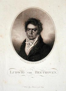 Ludwig van Beethoven (1770-1827) graverad av Blasius Hofel (1792-1963) 1814 (mezzotint) av Louis Rene (after) Letronne