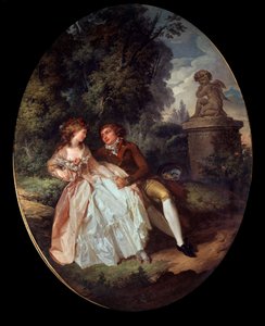 Galante-scen (med Amor) Målning av Louis Trinquesse (1746-1800) 1700-talsturer, Musee des Beaux Arts