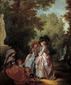 Kvinnor och barn i en park Målning av Louis-Roland Trinquesse (ca 1746-ca 1800) 1700-tal sön. 0,61x0,33 m.