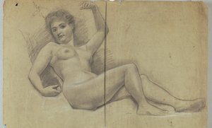 Studie av liggande nakenfigur