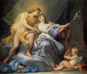 Apollo Stroking Leucothoe-målning av Antoine Boizot (1702-1782) 1737 Dim. 1,67 x 2 m. Rundturer, Museum of Fine Arts